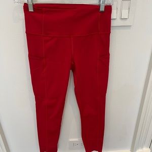 red lululemon leggings (not cropped)